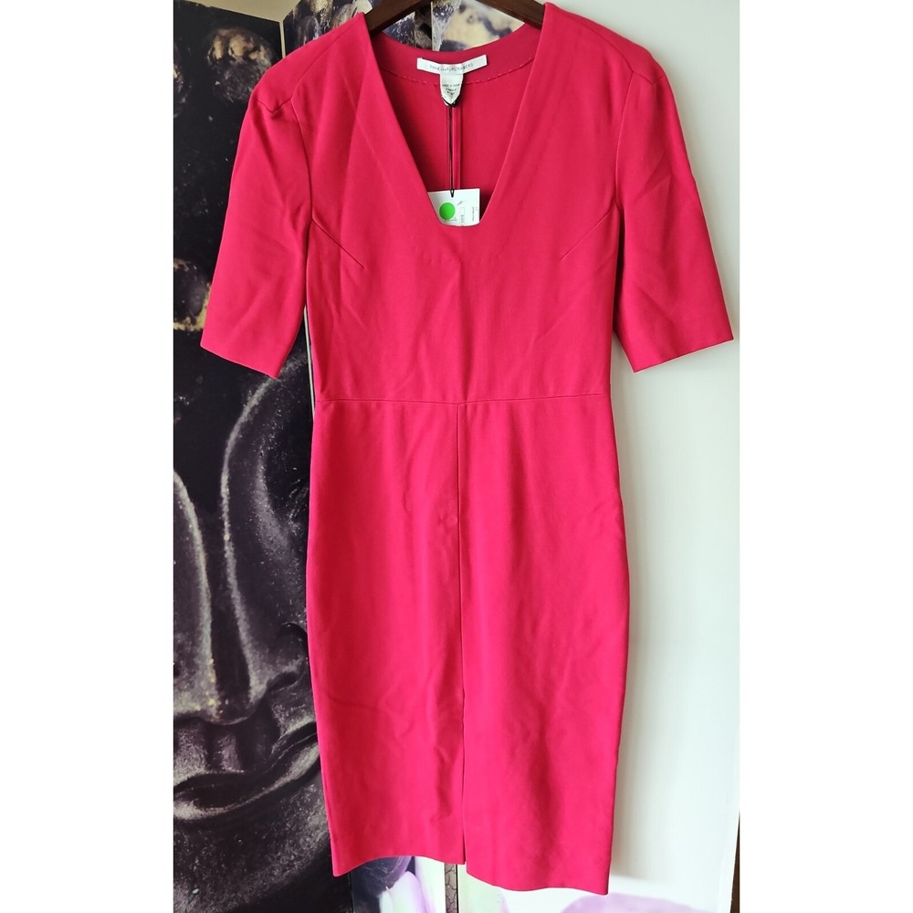 DIANE VON FURSTENBERG Women Square V Neck Sheath Midi PHYLLIS Dress NWT‎ 8 JT01